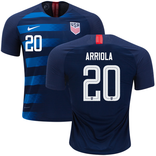 Women's USA #20 Arriola Away Soccer Country Jersey